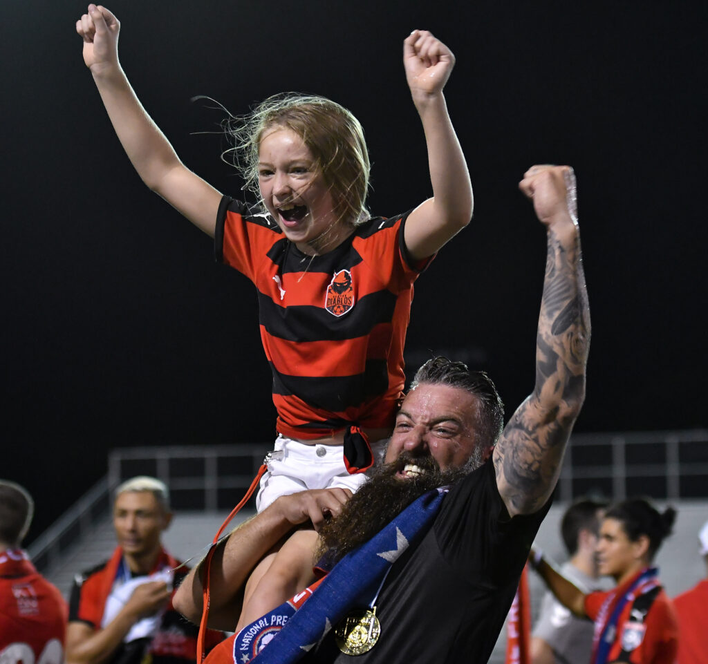 in the NPSL National Championship game between Denton Diablos and Tulsa Athletic.